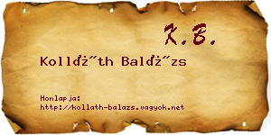 Kolláth Balázs névjegykártya